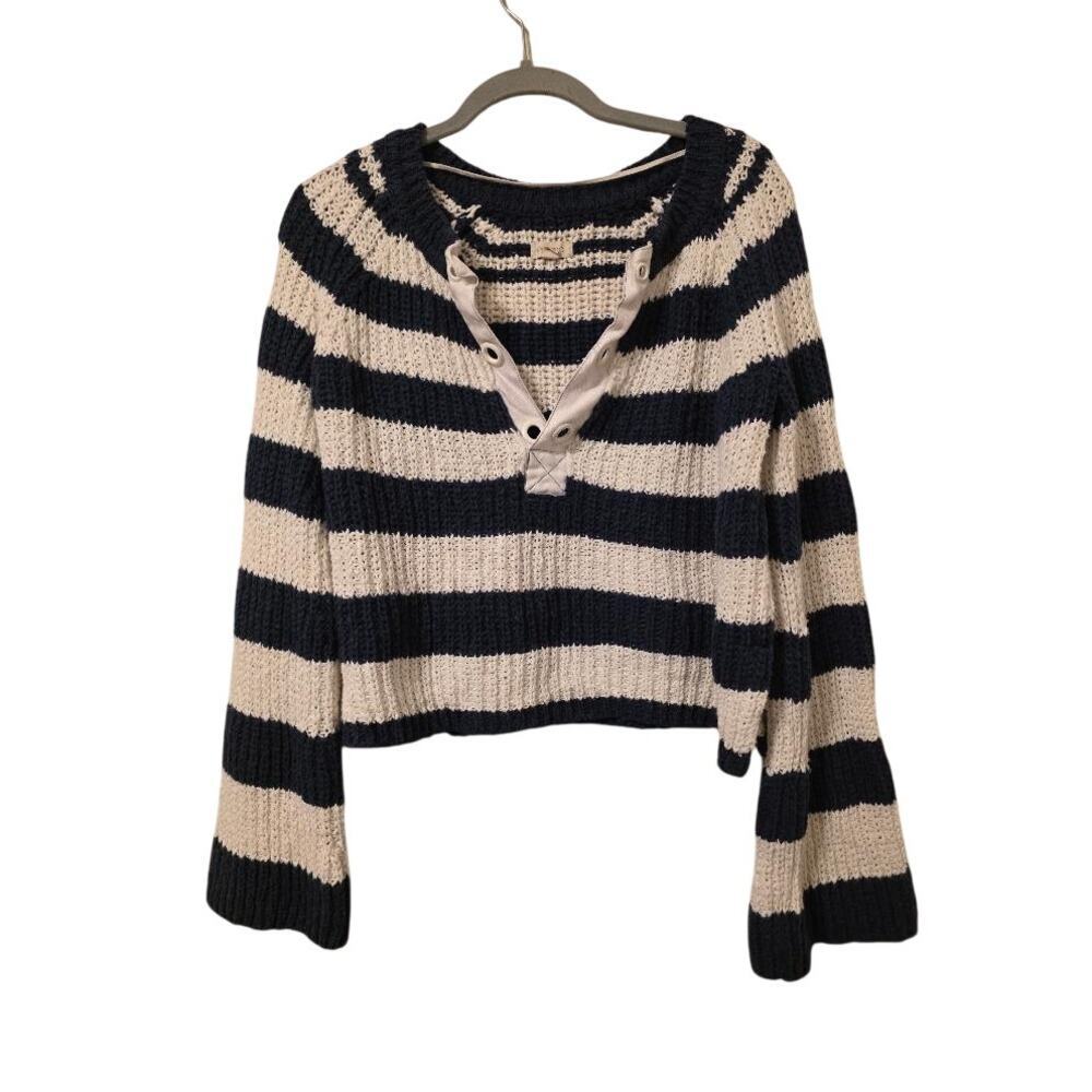 Pilcro Anthropologie Striped Chunky Knit Sweater Women’s M Nautical